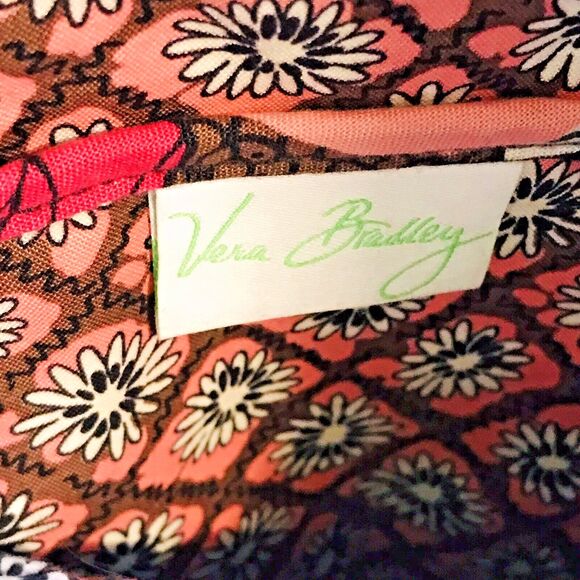 Vera Bradley Mocha Rouge Large Pink Floral Tote Quilted  Cotton Shoulder Bag - Picture 8 of 11